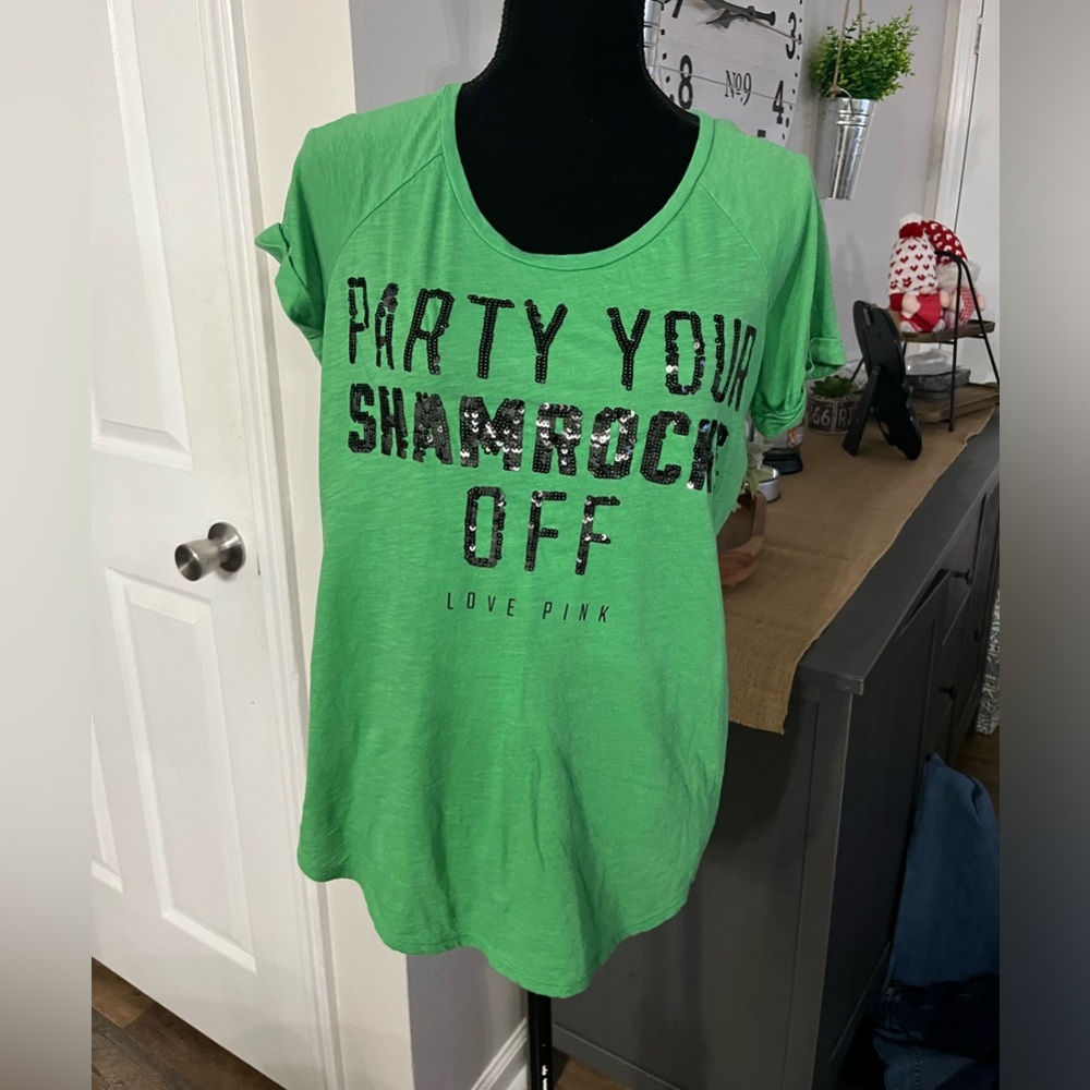 PINK St. Patrick’s Day Green Sequin Tee